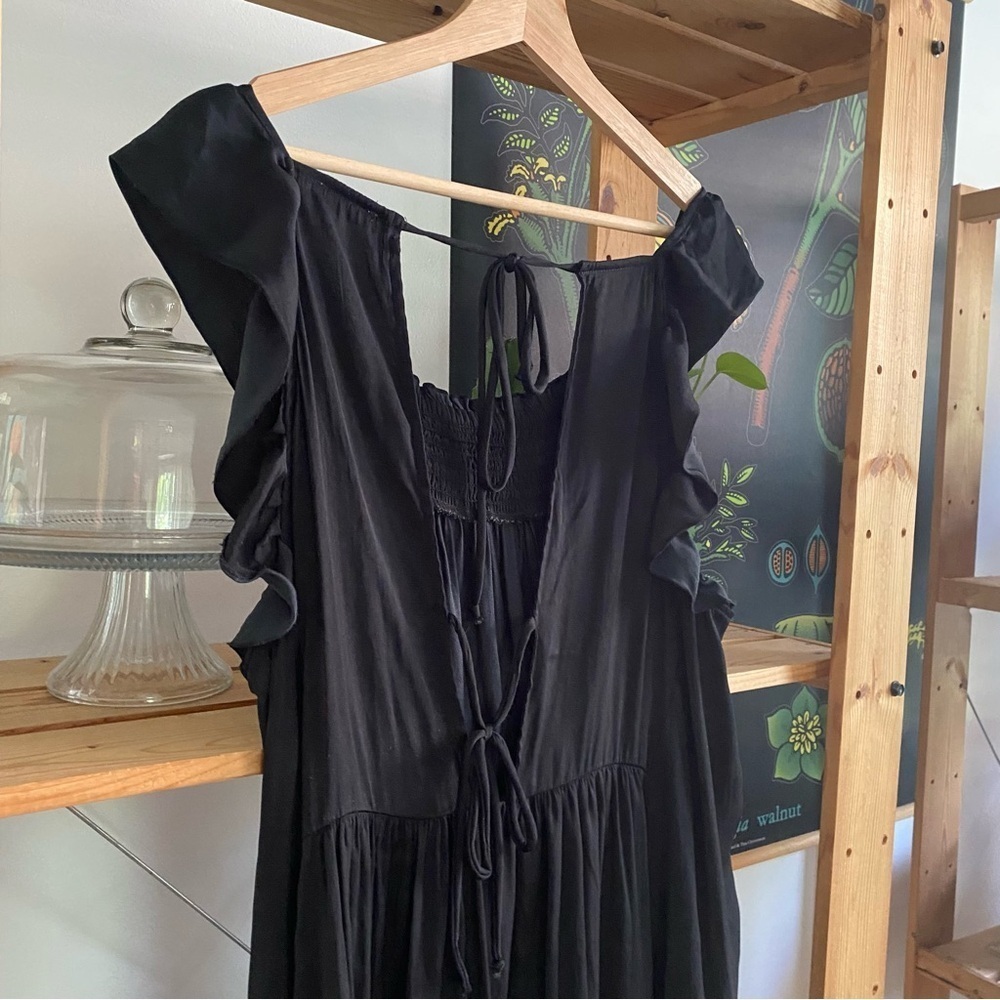 Free People Intimately Smocked Black Satin Want Your Love Mini Dress Large - Picture 11 of 15